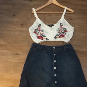 denim button up  skirt